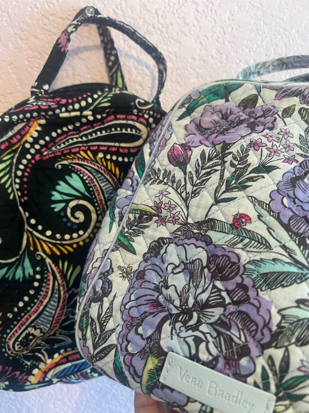 TWO Vera Bradley Floral Quilted Cosmetic LUNCH BAG Pouches